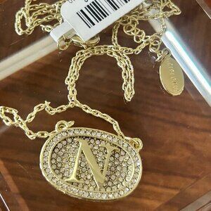 Heidi Daus Initial Reaction 18" Pavé Drop Necklace "N" Nwt